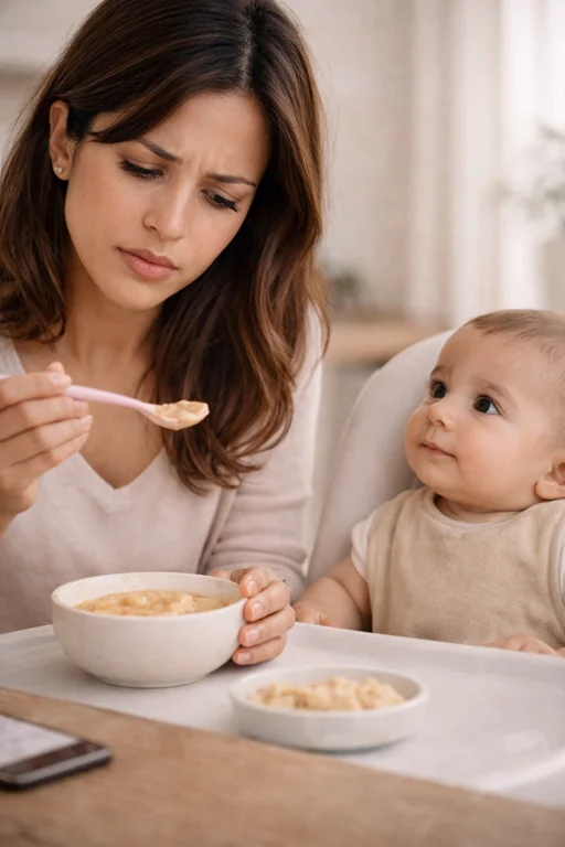 Versión móvil de la sección de dudas sobre la alimentación del bebé